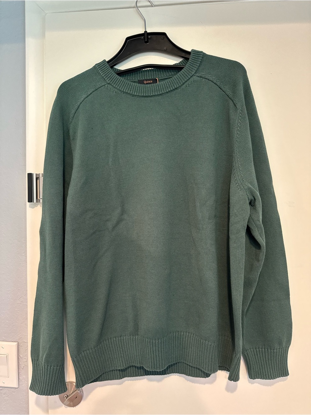 Quince 100% Organic Cotton Men's Crewneck Sweater - Big Sur green